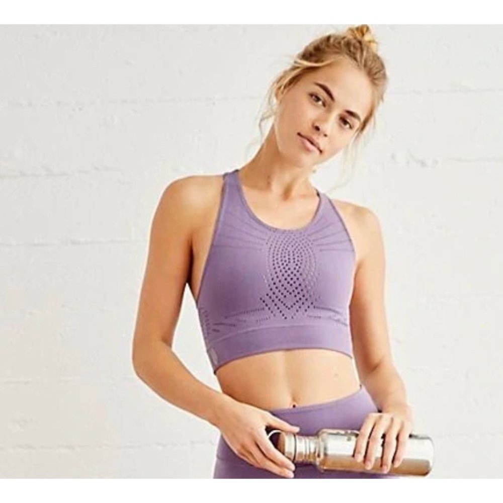 Free People Lavender Seamless High Neck Sports Bra